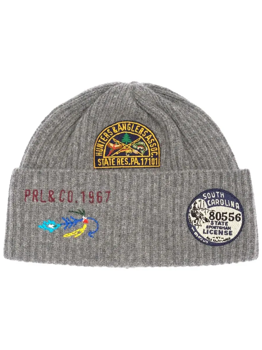 Шапка-бини с эмблемой Patch Fawn Gray Heather Polo Ralph Lauren