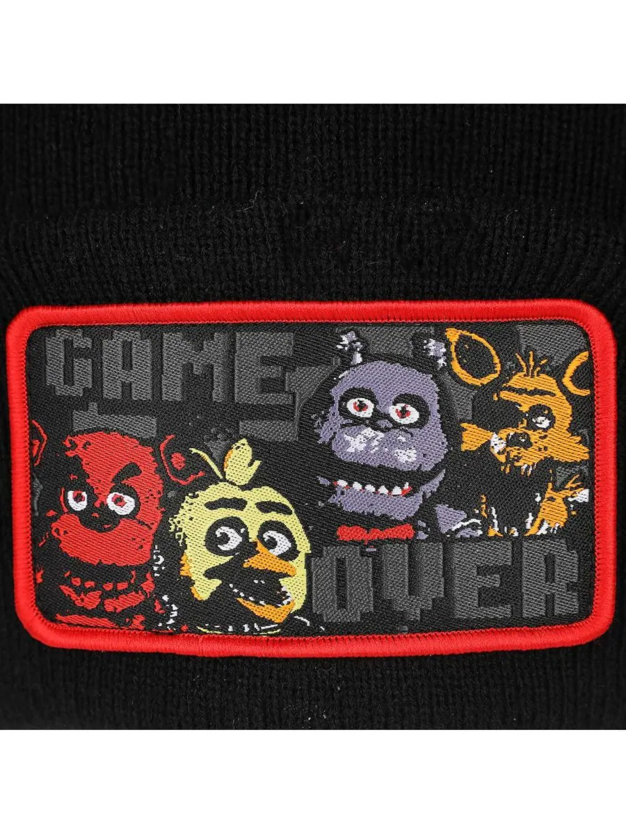 Мужская черная вязаная шапка Game Over Five Nights At Freddy's — изображение 5 из 5, черный