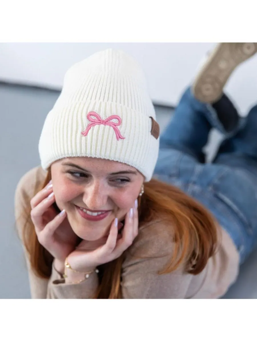 Женская шапка-бини с вышитым бантом - белая Headbands of Hope — изображение 2 из 7, белый