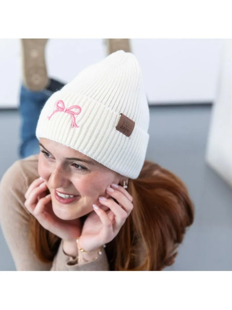 Женская шапка-бини с вышитым бантом - белая Headbands of Hope — изображение 5 из 7, белый
