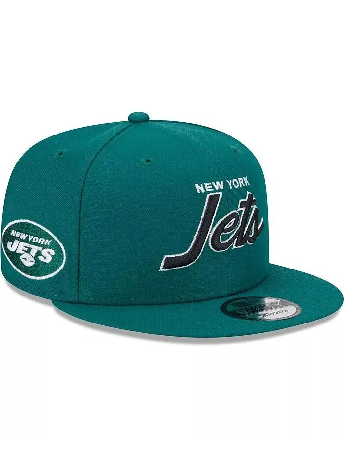 Мужская зеленая бейсболка New York Jets Main Script 9Fifty Snapback New Era