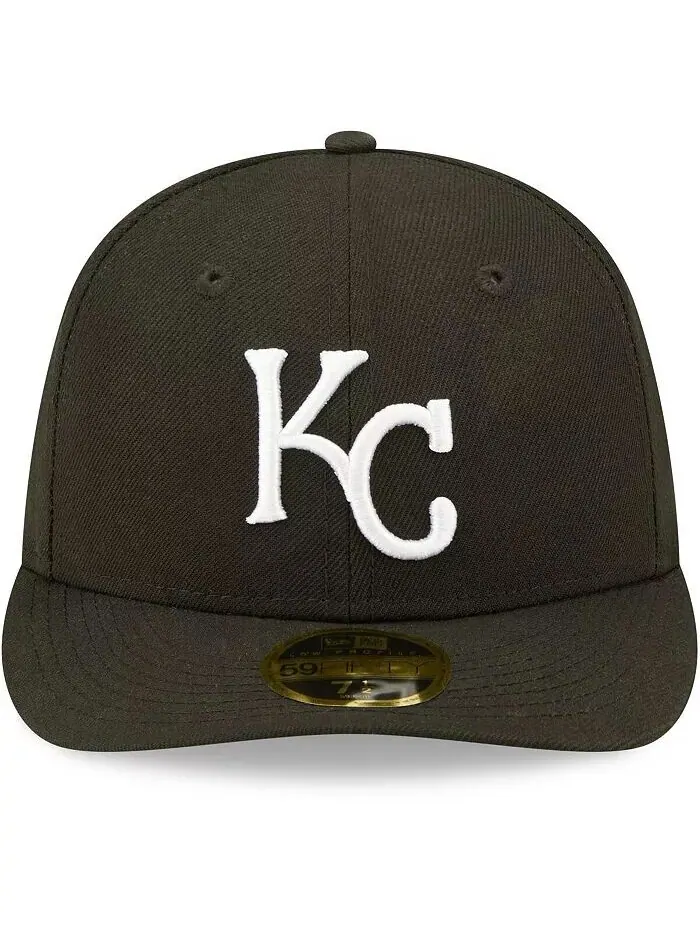 Мужская приталенная шляпа Kansas City Royals черно-белая с низким профилем 59FIFTY New Era — изображение 2 из 2, черный белый
