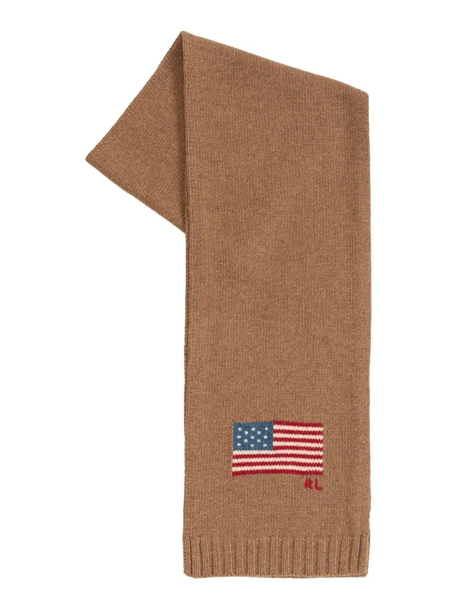 Шарф из шерстяной смеси с флагом Polo Ralph Lauren, Italian Heather