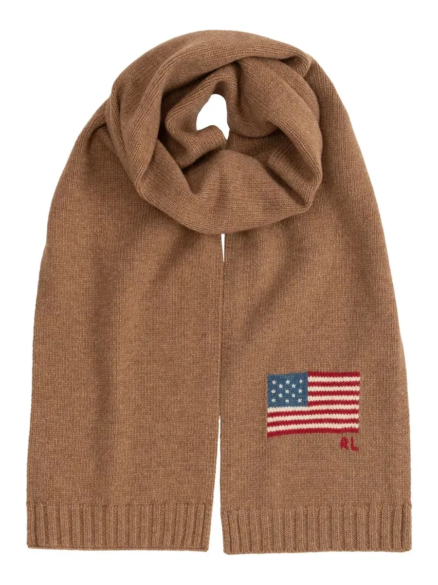 Шарф из шерстяной смеси с флагом Polo Ralph Lauren, Italian Heather — изображение 2 из 3