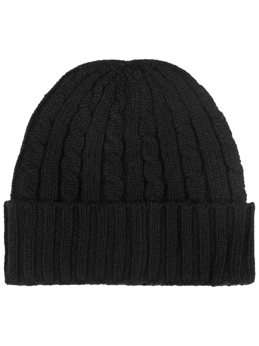 Шапка с кабельной вязкой Core Logo Lauren Ralph Lauren — изображение 2 из 6, черный