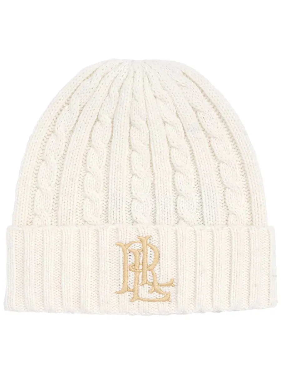 Шапка с кабельной вязкой Core Logo Lauren Ralph Lauren — изображение 5 из 6, черный