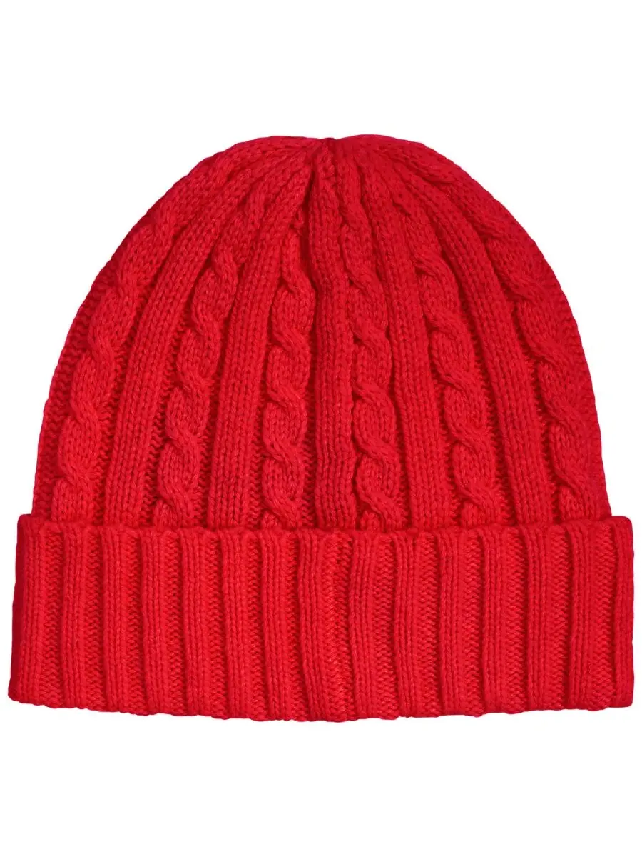 Шапка из кабельной вязки Core Logo Lauren Ralph Lauren — изображение 2 из 6, красный
