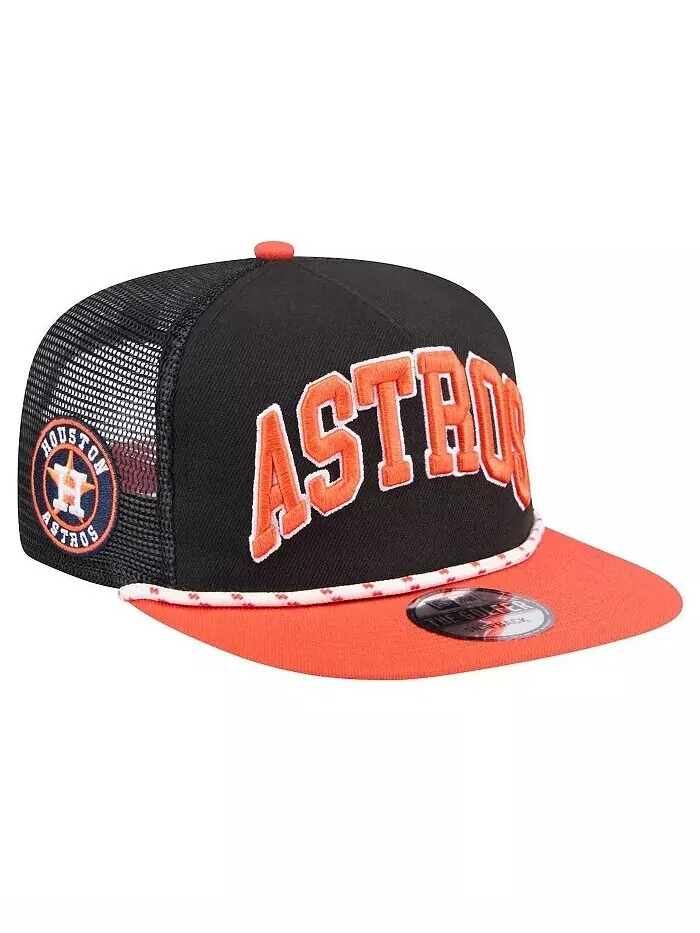 Мужская черная кепка для гольфа Houston Astros Throwback Mesh back New Era — изображение 3 из 4