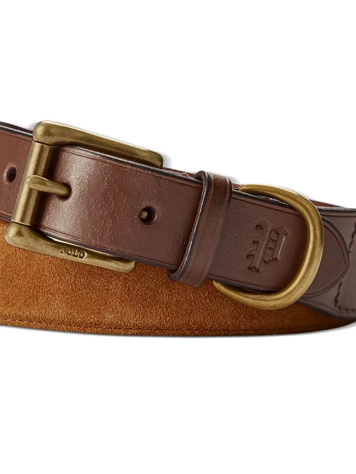 Мужской пояс из замши с кожаными деталями Polo Ralph Lauren — изображение 2 из 2, бежевый/бежевый