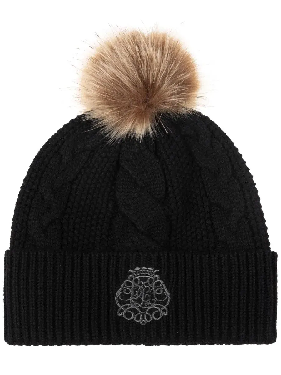 Шапка с помпоном из кабельной вязки с вышивкой, модель Direct Embroidery Cable Pom Beanie Lauren