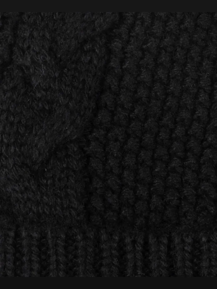 Шапка с помпоном из кабельной вязки с вышивкой, модель Direct Embroidery Cable Pom Beanie Lauren — изображение 3 из 4, черный