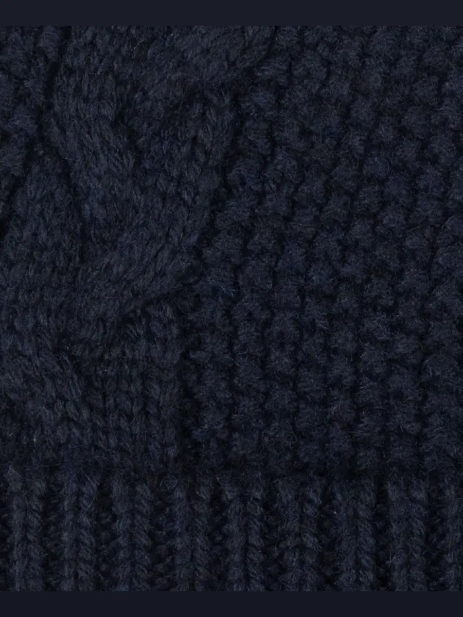 Шапка с помпоном и вышивкой, модель Direct Embroidery Cable Pom Beanie Lauren Ralph Lauren — изображение 3 из 4, темно-синий