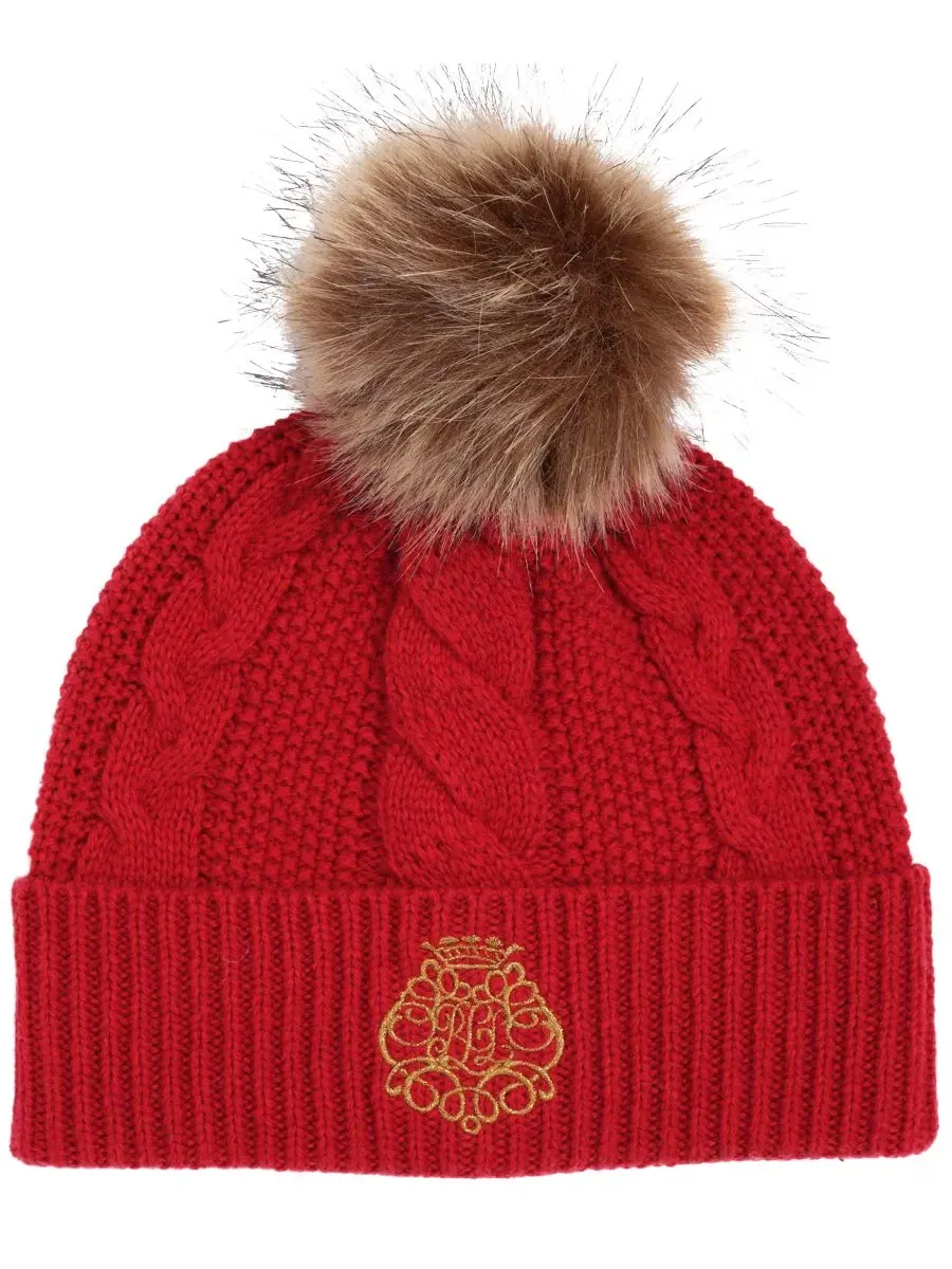 Шапка с помпоном и вышивкой Lauren Ralph Lauren