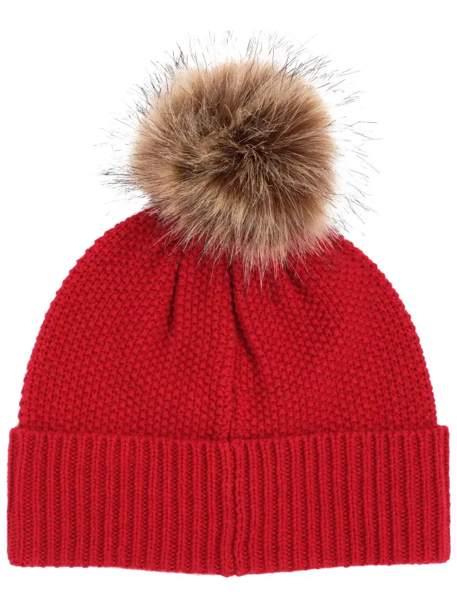 Шапка с помпоном и вышивкой Lauren Ralph Lauren — изображение 2 из 3, красный