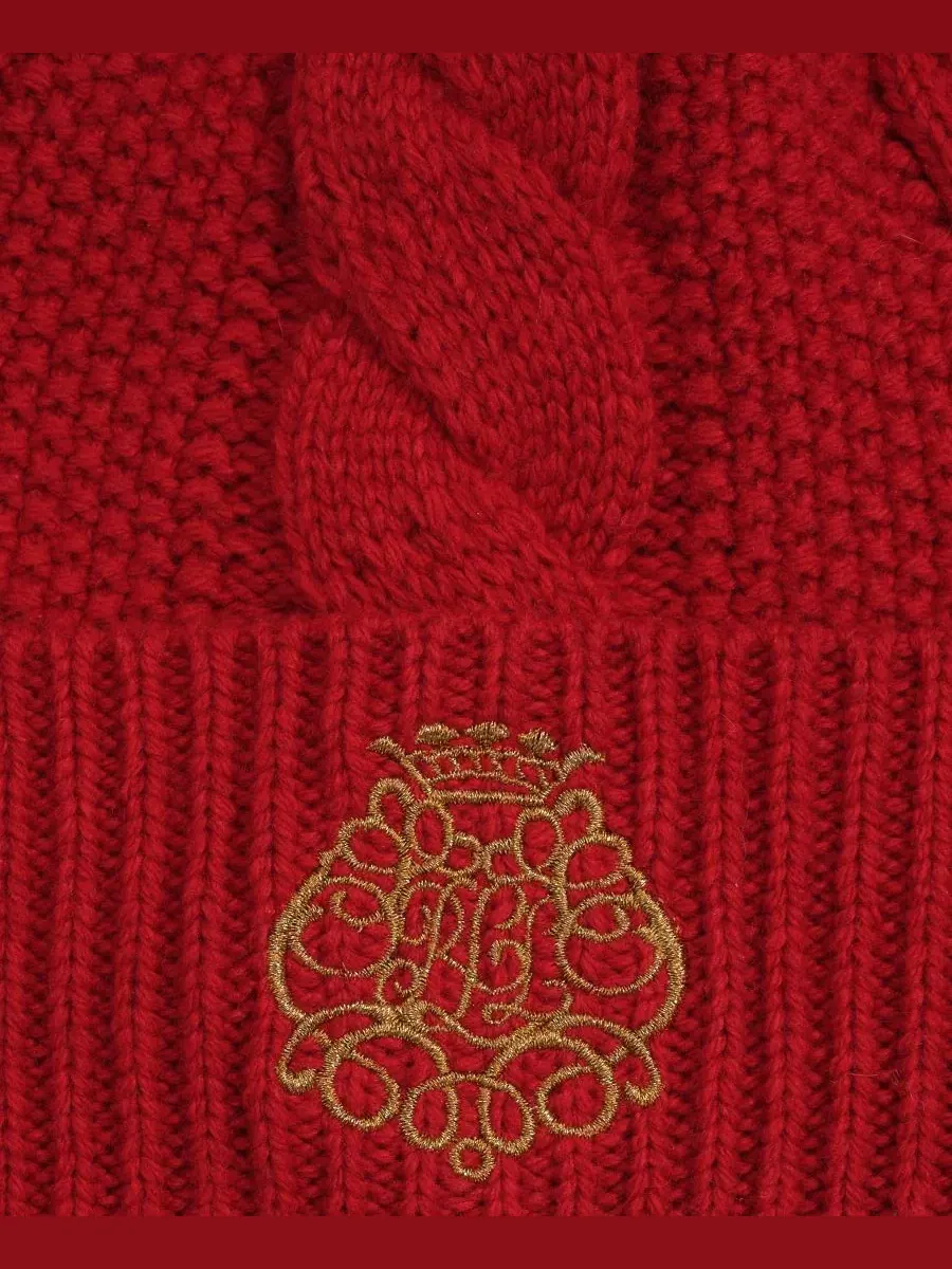 Шапка с помпоном и вышивкой Lauren Ralph Lauren — изображение 3 из 3, красный