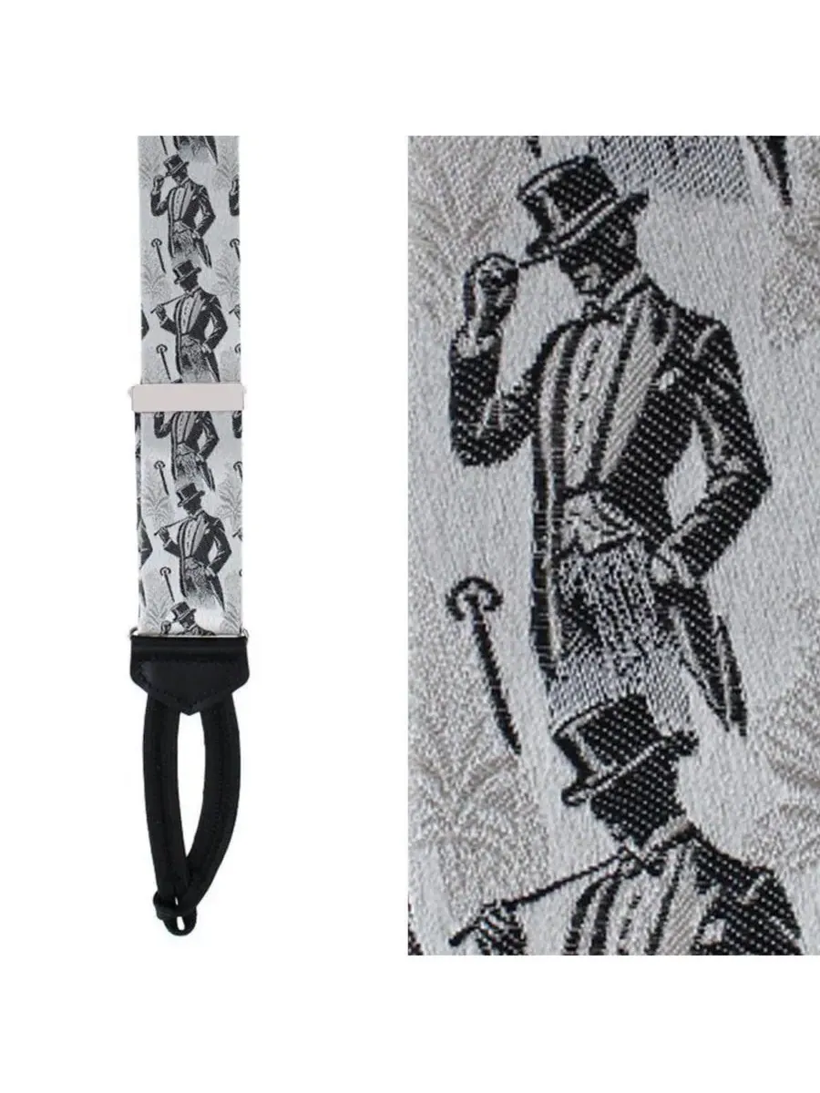 TRAFALGAR Мужской комплект: шелковые подтяжки и галстук Ambrose Dapper Night — изображение 2 из 5, серебристый черный
