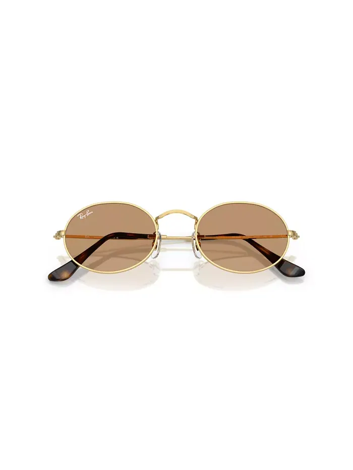 Унисекс овальные металлические солнцезащитные очки, RB3547 Ray-Ban — изображение 2 из 6, золотистый