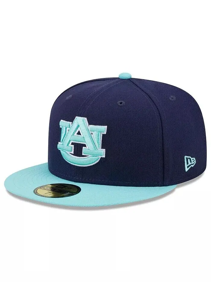 Мужская темно-синяя, светло-голубая шапка Auburn Tigers 59FIFTY Fitted New Era — изображение 3 из 4