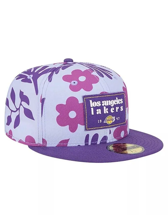 Мужская фиолетовая бейсболка Los Angeles Lakers Palm Fronds 2-Tone 59FIFTY Fitted Hat New Era — изображение 2 из 4
