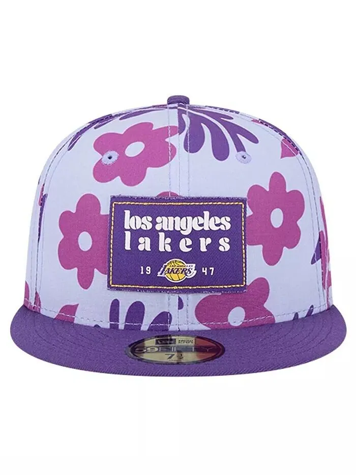 Мужская фиолетовая бейсболка Los Angeles Lakers Palm Fronds 2-Tone 59FIFTY Fitted Hat New Era — изображение 4 из 4