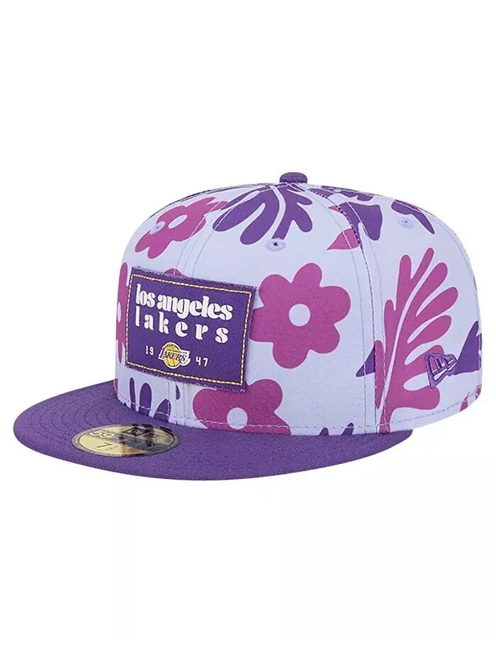 Мужская фиолетовая приталенная шляпа Los Angeles Lakers Palm Fronds 2-Tone 59FIFTY New Era — изображение 1 из 4, фиолетовый