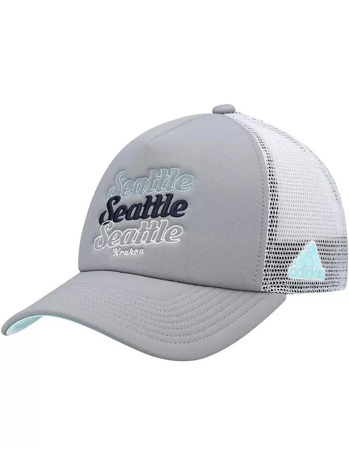 Женская серо-белая бейсболка Seattle Kraken Foam Trucker Snapback adidas — изображение 2 из 2