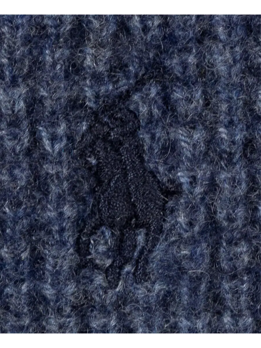 Шарф из шерсти с кашемиром, с вышивкой Polo Ralph Lauren — изображение 4 из 4, темно-синий