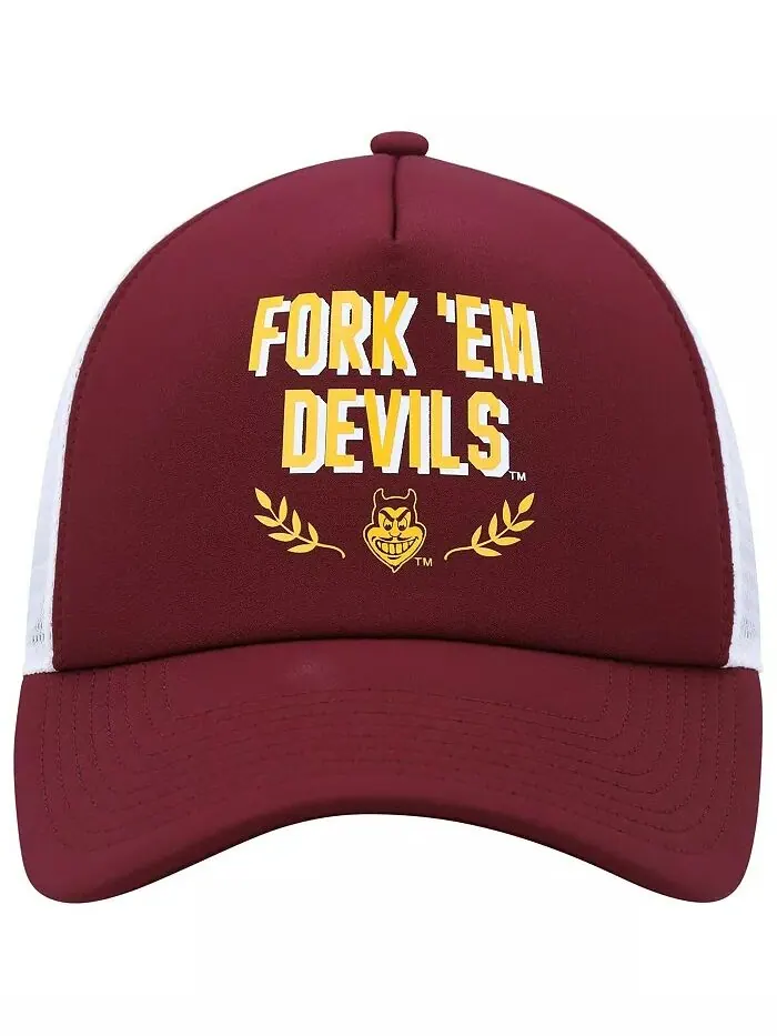 Мужская темно-бордовая шапка Trucker с регулируемой вставкой Arizona State Sun Devils Phrase Foam — изображение 2 из 3