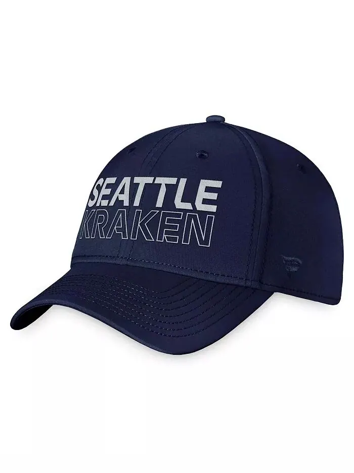 Мужская темно-синяя шапка Seattle Kraken Authentic Pro Road Flex Fanatics — изображение 3 из 4