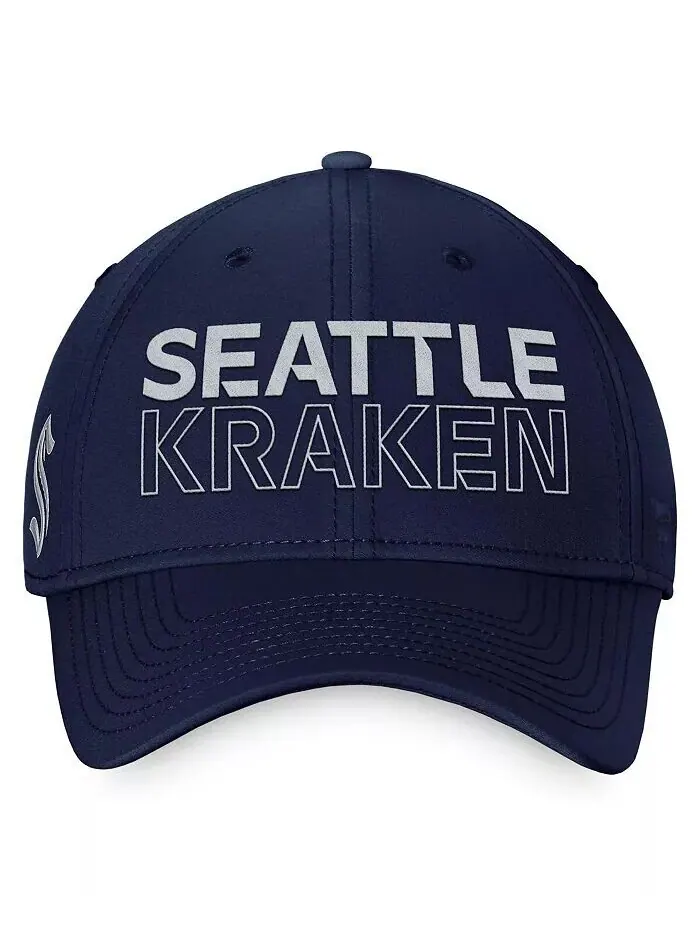 Мужская темно-синяя шапка Seattle Kraken Authentic Pro Road Flex Fanatics — изображение 4 из 4