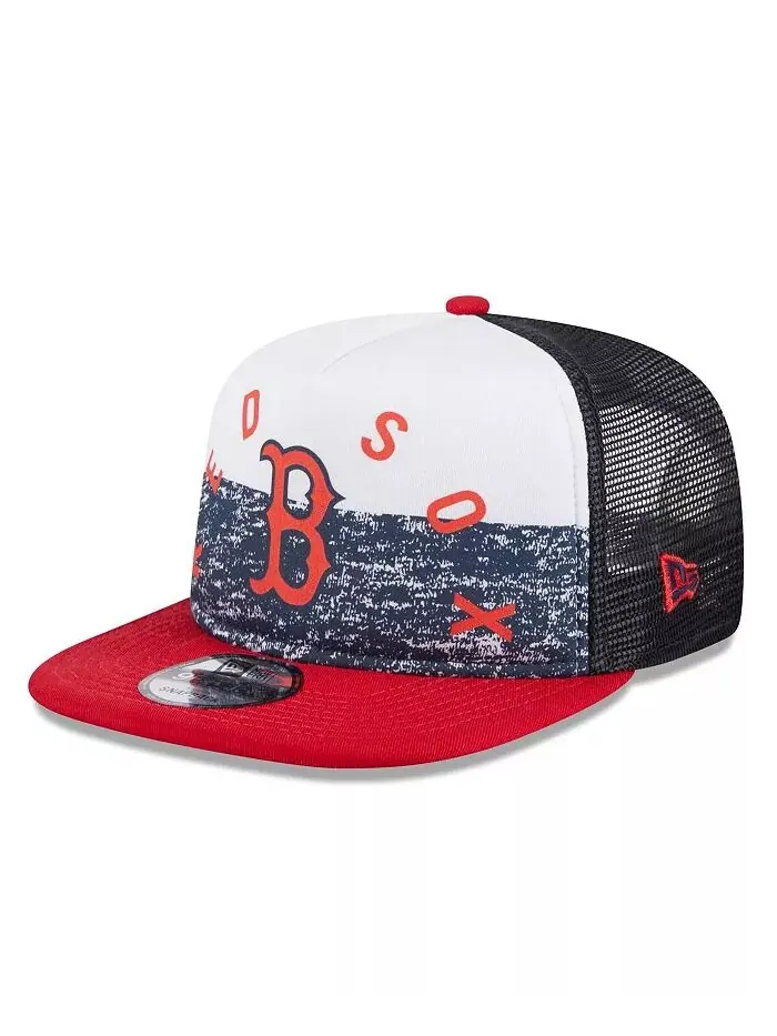 Мужская белая/красная бейсболка с застежкой-молнией Boston Red Sox Team Foam Front A-Frame Trucker