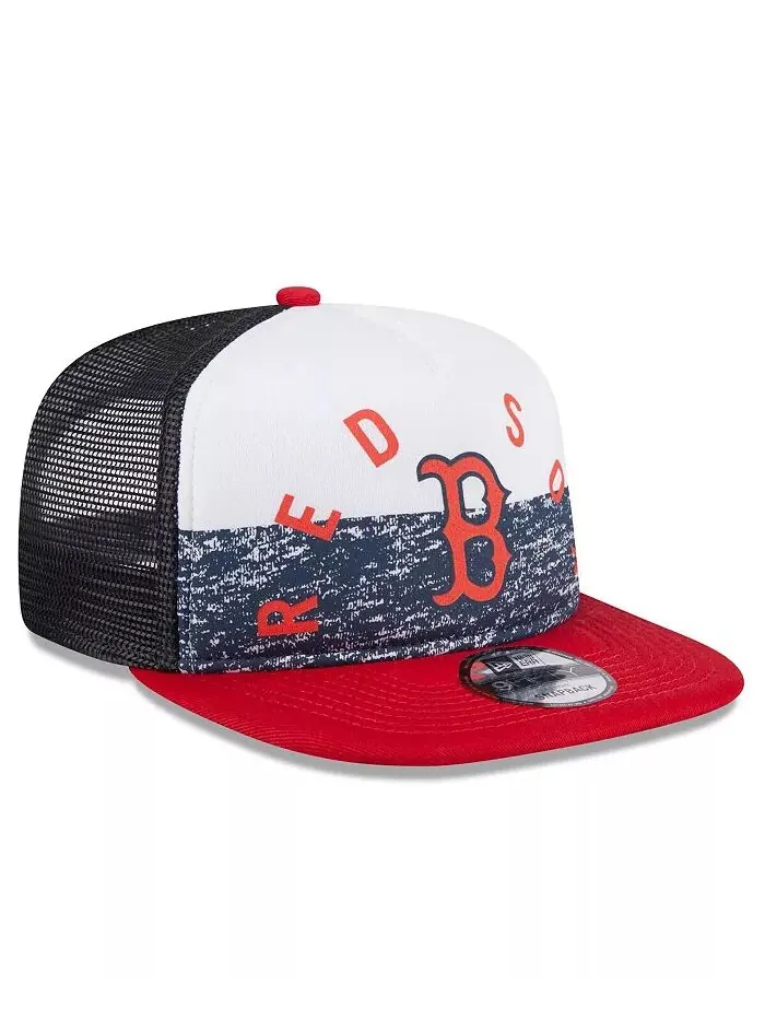 Мужская белая/красная бейсболка с застежкой-молнией Boston Red Sox Team Foam Front A-Frame Trucker — изображение 2 из 4