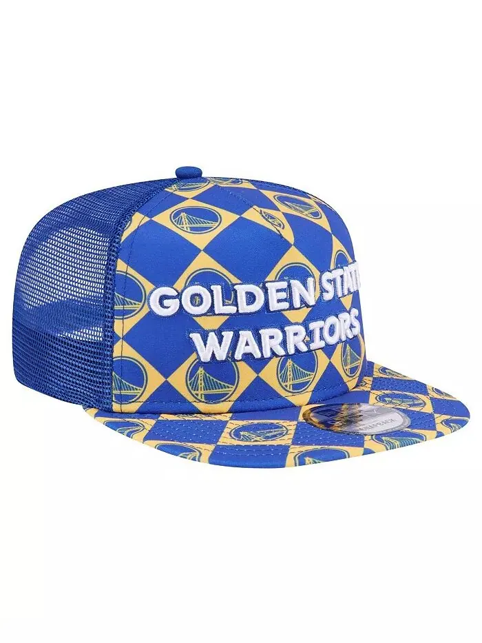 Мужская бейсболка-кепка с застежкой-молнией Trucker 9FIFTY Royal Golden State Warriors Seeing — изображение 3 из 4