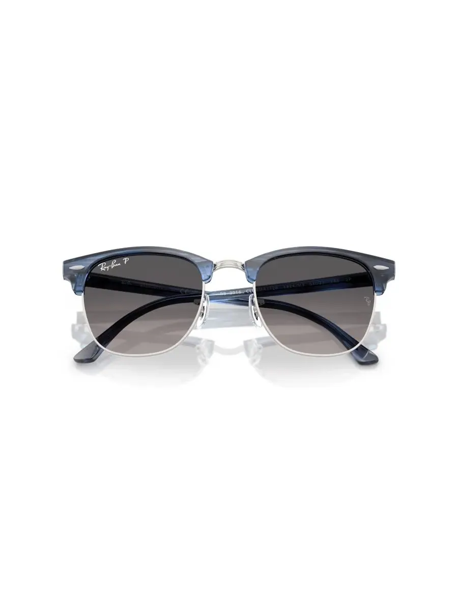Универсальные поляризованные солнцезащитные очки Clubmaster, модель RB3016 Ray-Ban — изображение 2 из 6, серебристый