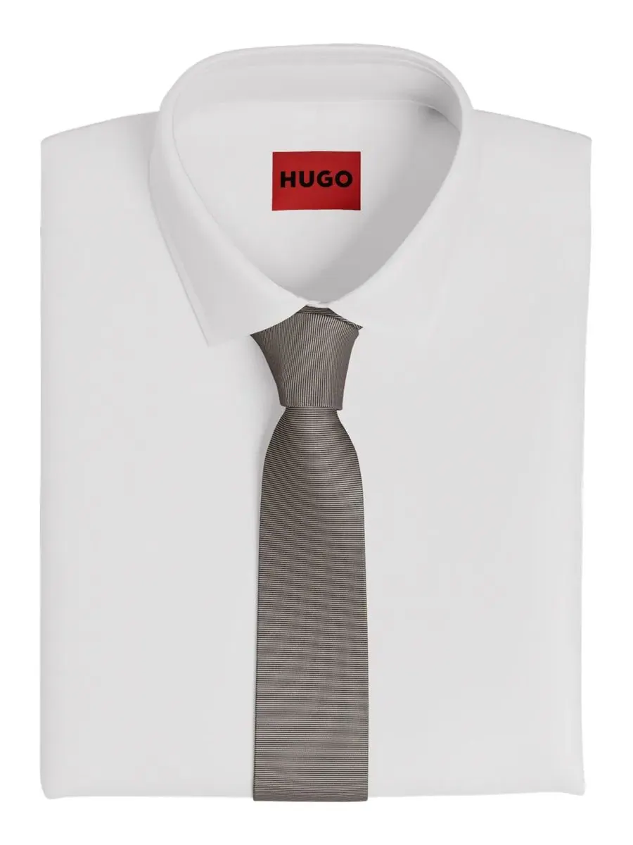 Галстук-бабочка из шелка с полиэстером, модель Skinny Tie Hugo Boss — изображение 3 из 3, светлый коричневый