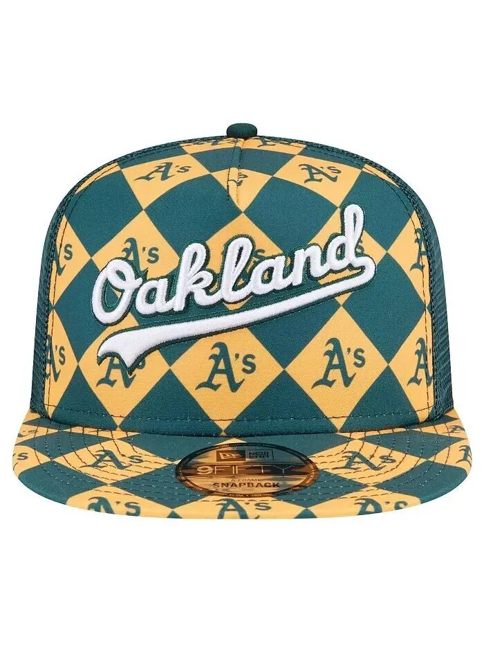 Мужская зеленая кепка Snapback Oakland Athletics Seeing Diamonds с А-образной рамкой Trucker 9FIFTY — изображение 2 из 4