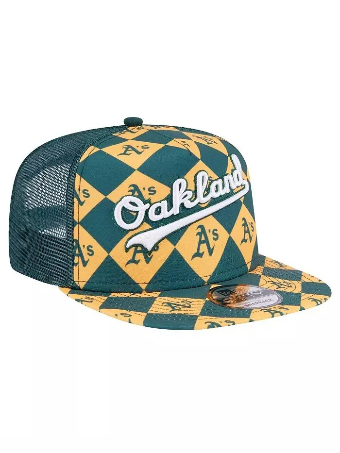 Мужская зеленая бейсболка Oakland Athletics Seeing Diamonds A-Frame Trucker 9FIFTY Snapback New Era — изображение 3 из 4