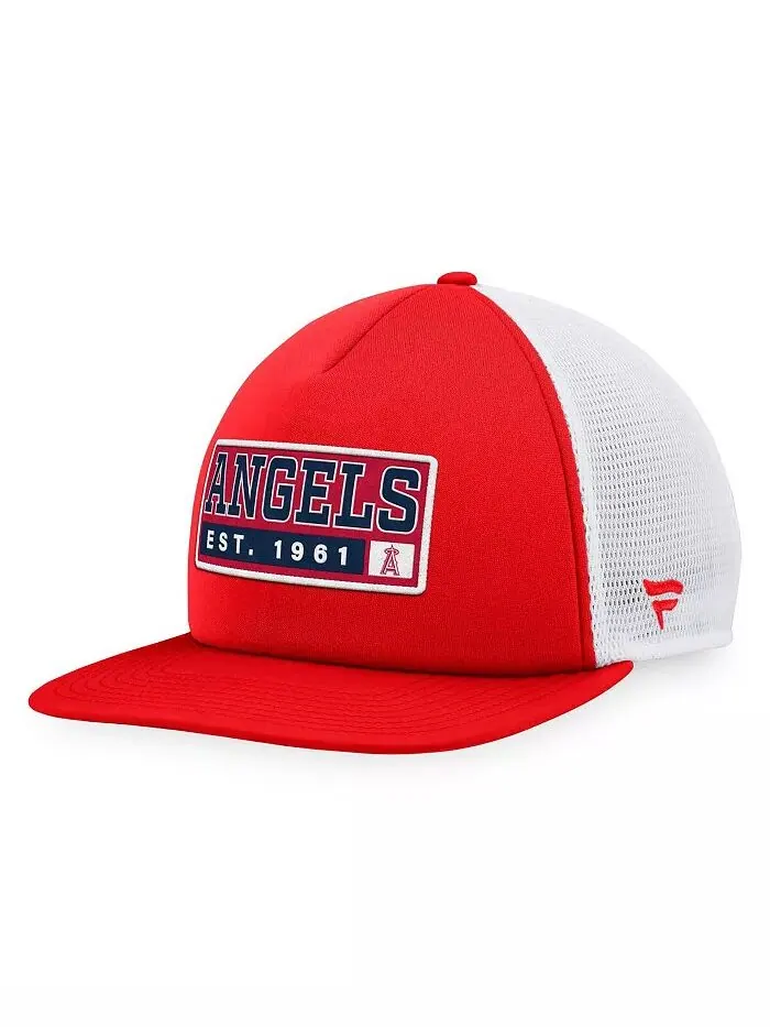 Мужская красная, белая бейсболка Los Angeles Angels Foam Trucker Snapback Majestic — изображение 1 из 4