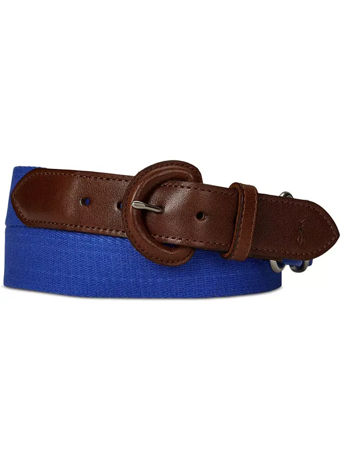 Мужской ременной пояс из хлопка и кожи Polo Ralph Lauren