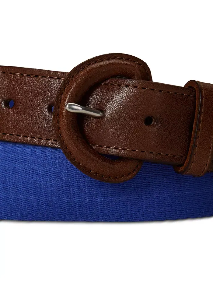 Мужской ременной пояс из хлопка и кожи Polo Ralph Lauren — изображение 2 из 2, синий