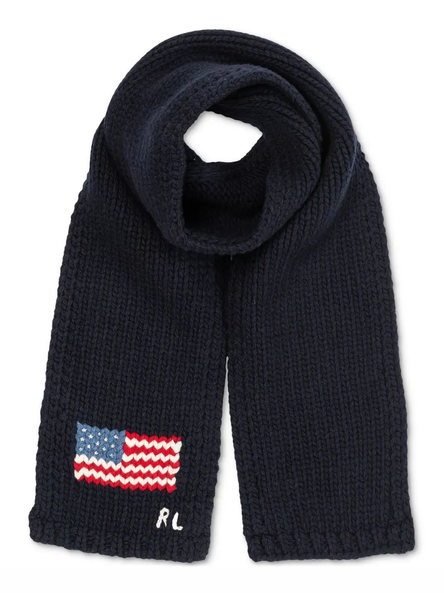 Мужской шарф с интарсией в виде флага Polo Ralph Lauren