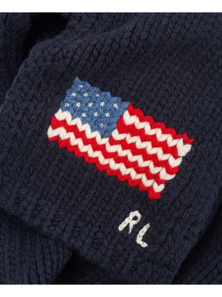 Мужской шарф с интарсией в виде флага Polo Ralph Lauren — изображение 3 из 3, темно-синий мульти