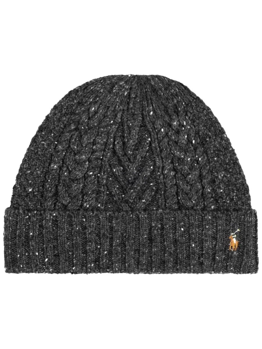 Вязаная шапка Aran Tweed с вышивкой, шерстяная Polo Ralph Lauren