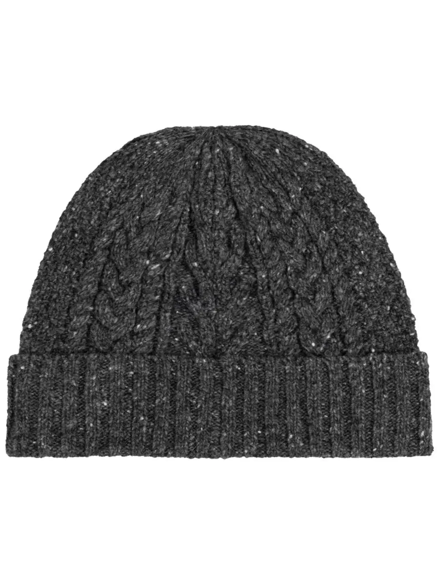 Вязаная шапка Aran Tweed с вышивкой, шерстяная Polo Ralph Lauren — изображение 2 из 4, темно-серый