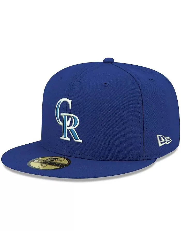 Мужская шляпа Royal Colorado Rockies Logo White 59FIFTY Fitted New Era