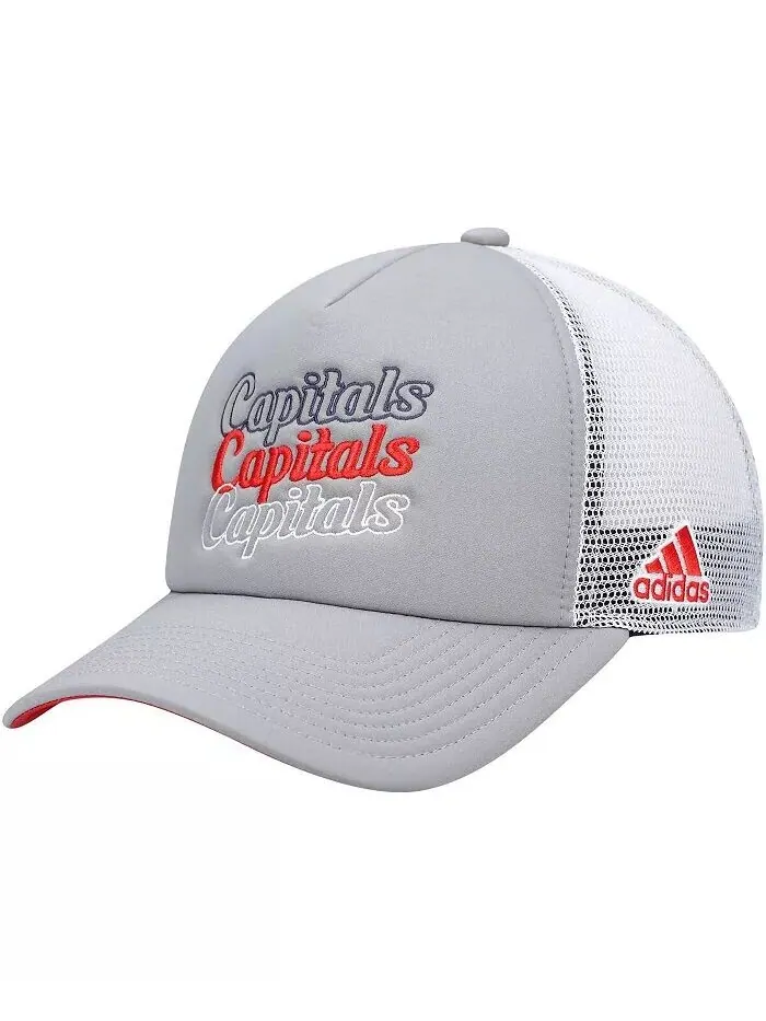 Женская бейсболка-кепка Washington Capitals Foam Trucker Snapback серого и белого цвета adidas — изображение 2 из 2