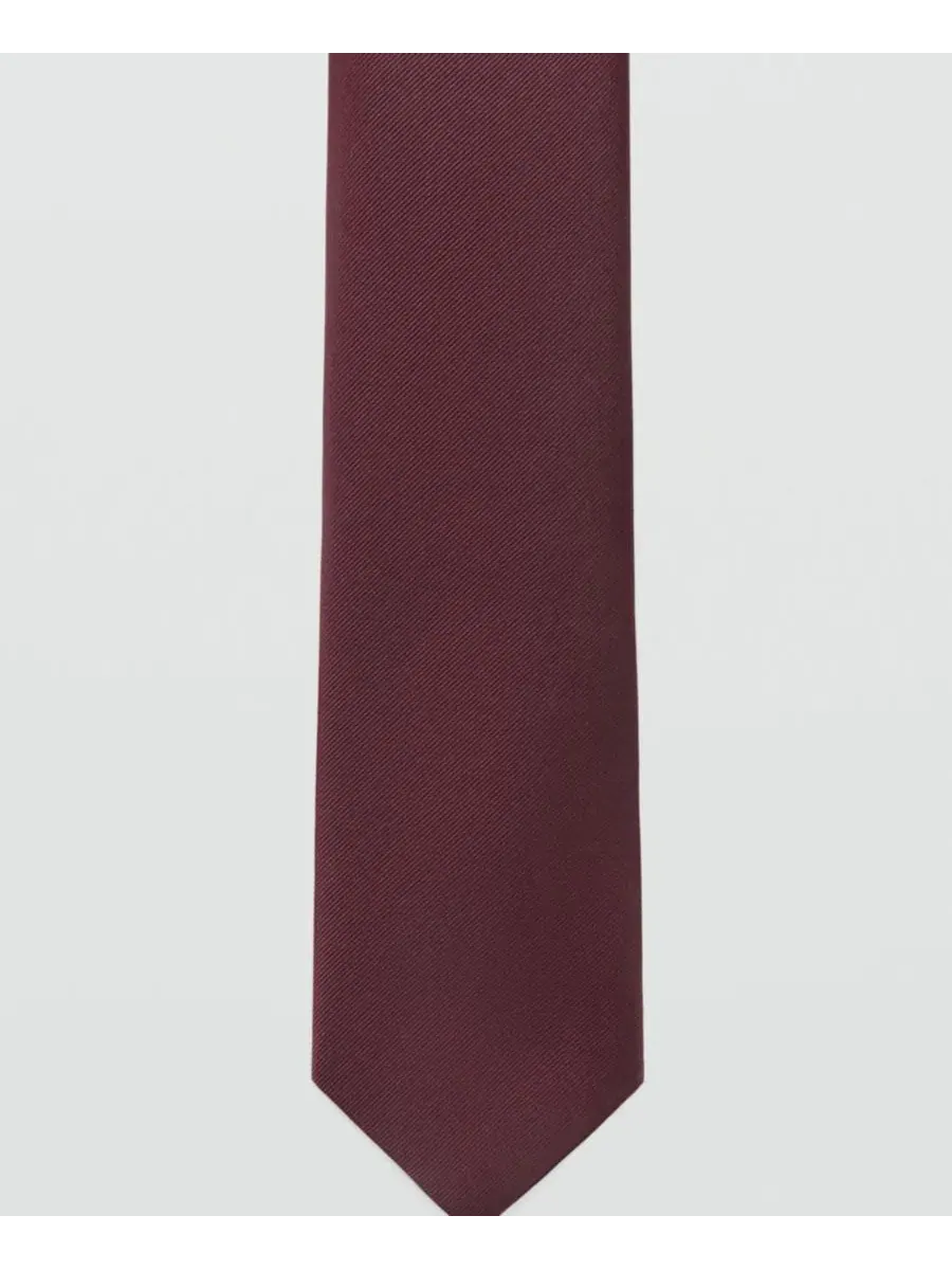 Галстук с микрофактурой, 6 см, однотонный, Smooth Micro-Structured Tie MANGO — изображение 2 из 3, бордовый