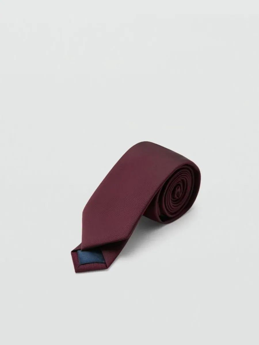 Галстук с микрофактурой, 6 см, однотонный, Smooth Micro-Structured Tie MANGO — изображение 3 из 3, бордовый