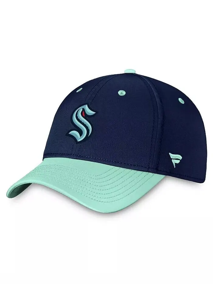 Мужская темно-синяя, светло-голубая шапка Seattle Kraken Authentic Pro Rink Flex двухцветная
