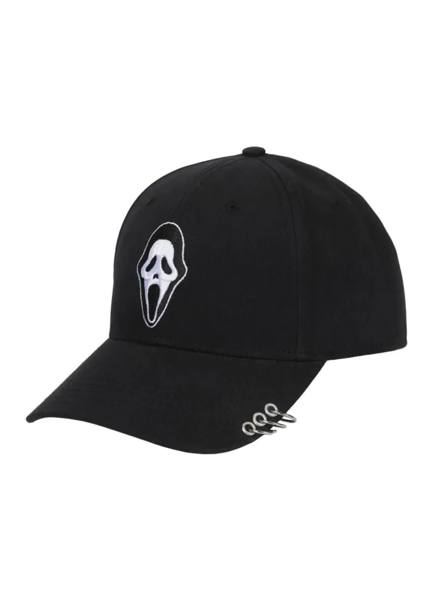 Мужская бейсболка с вышитым изображением персонажа AOP Ghostface — черный